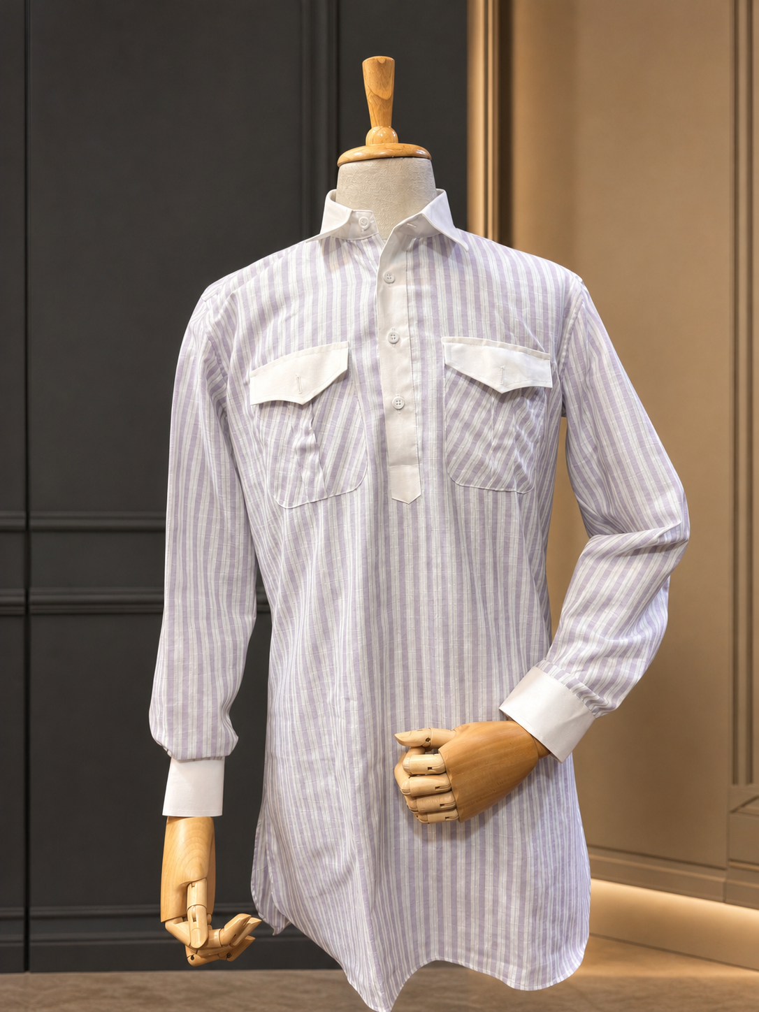 Men's Striped Hunting Kurta