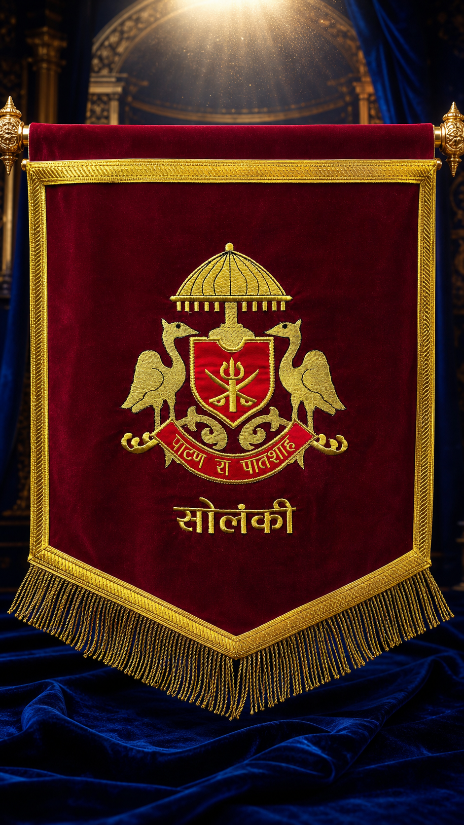 Royal Solanki Heritage Velvet Banner Flag – 1.5 x 2 Feet