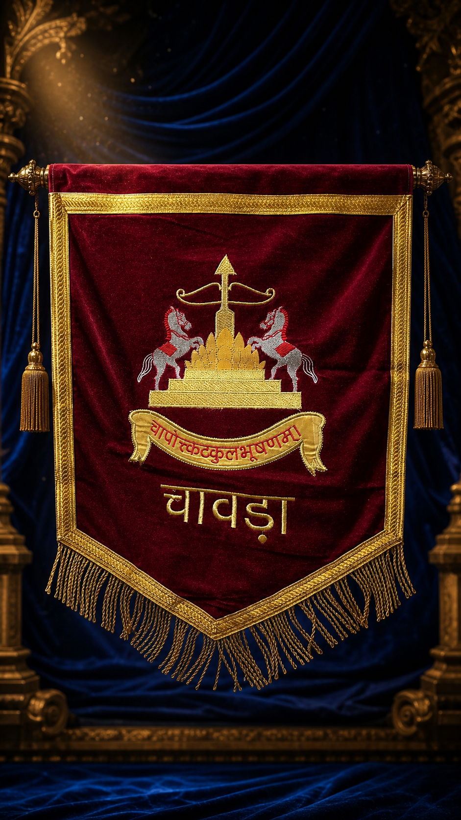 Royal Chawda Heritage Velvet Banner Flag – 1.5 x 2 Feet