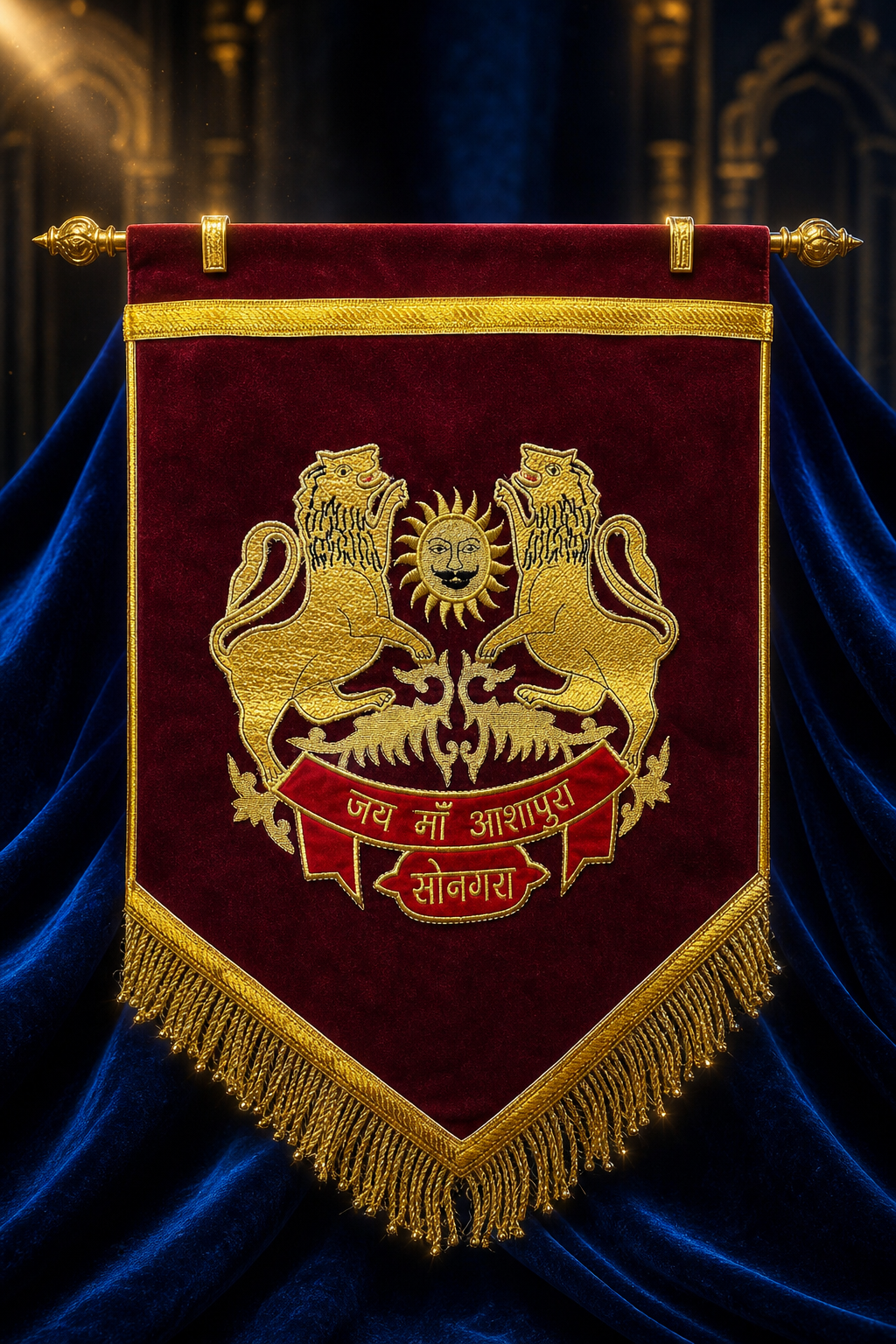 Royal Songara Heritage Velvet Banner Flag – 1.5 x 2 Feet