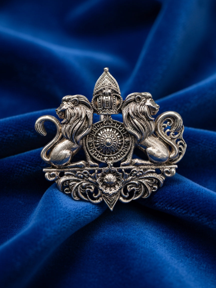 Double Lion Traditional Design Jodhpuri Brooch