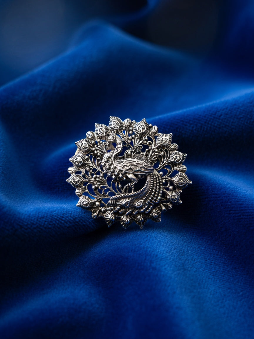 Peacock Floral Design Jodhpuri Brooch