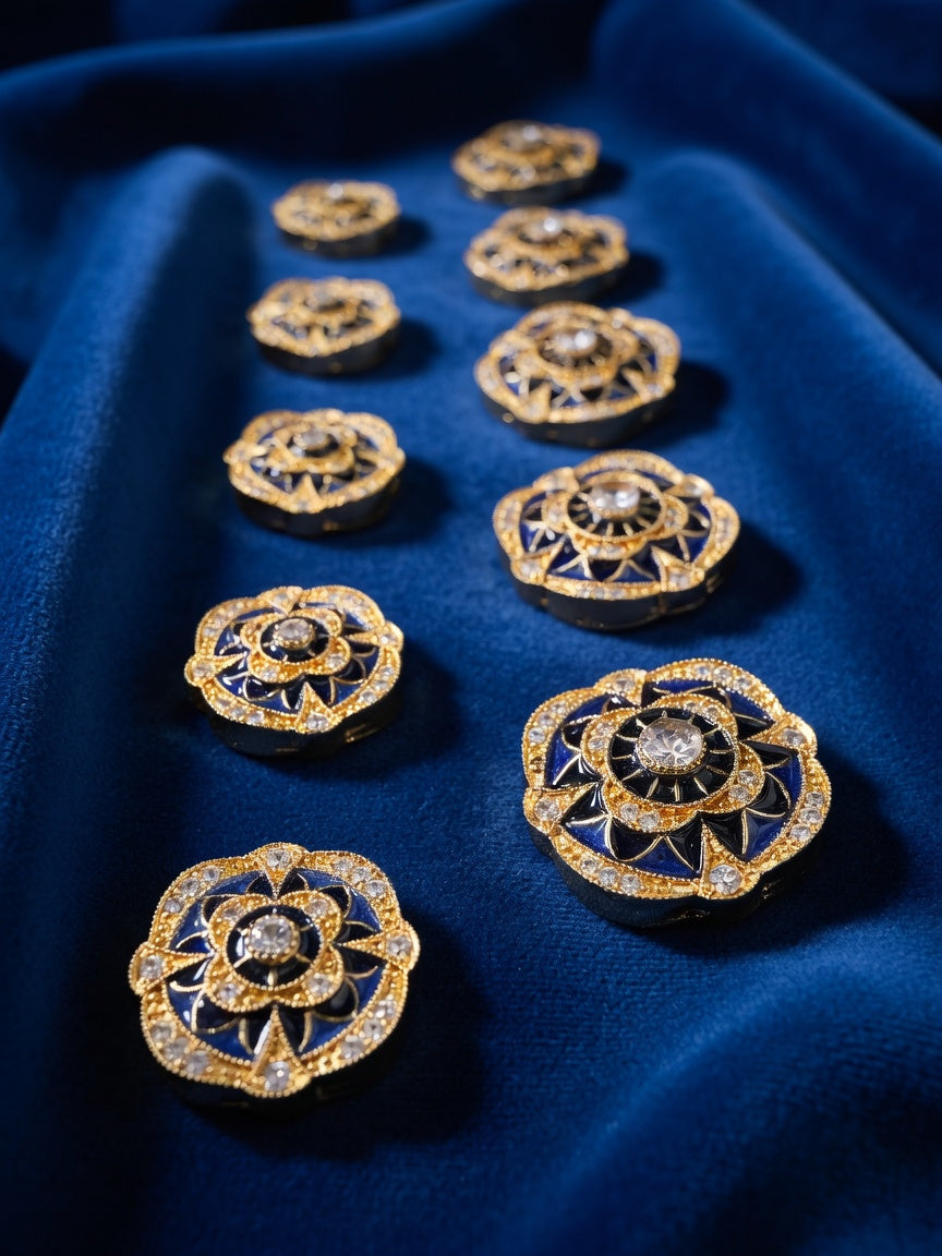 Royal Sapphire Rosette Heritage Button