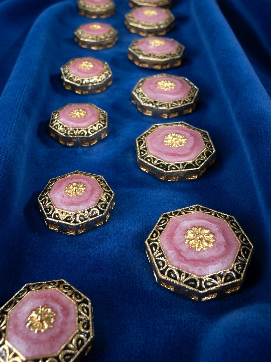 Royal Pink Enamel Heritage Button