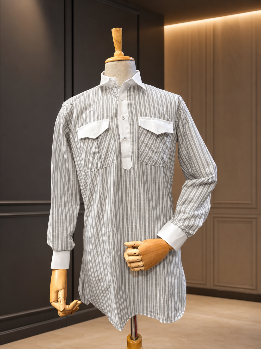 Men's Striped Hunting Kurta