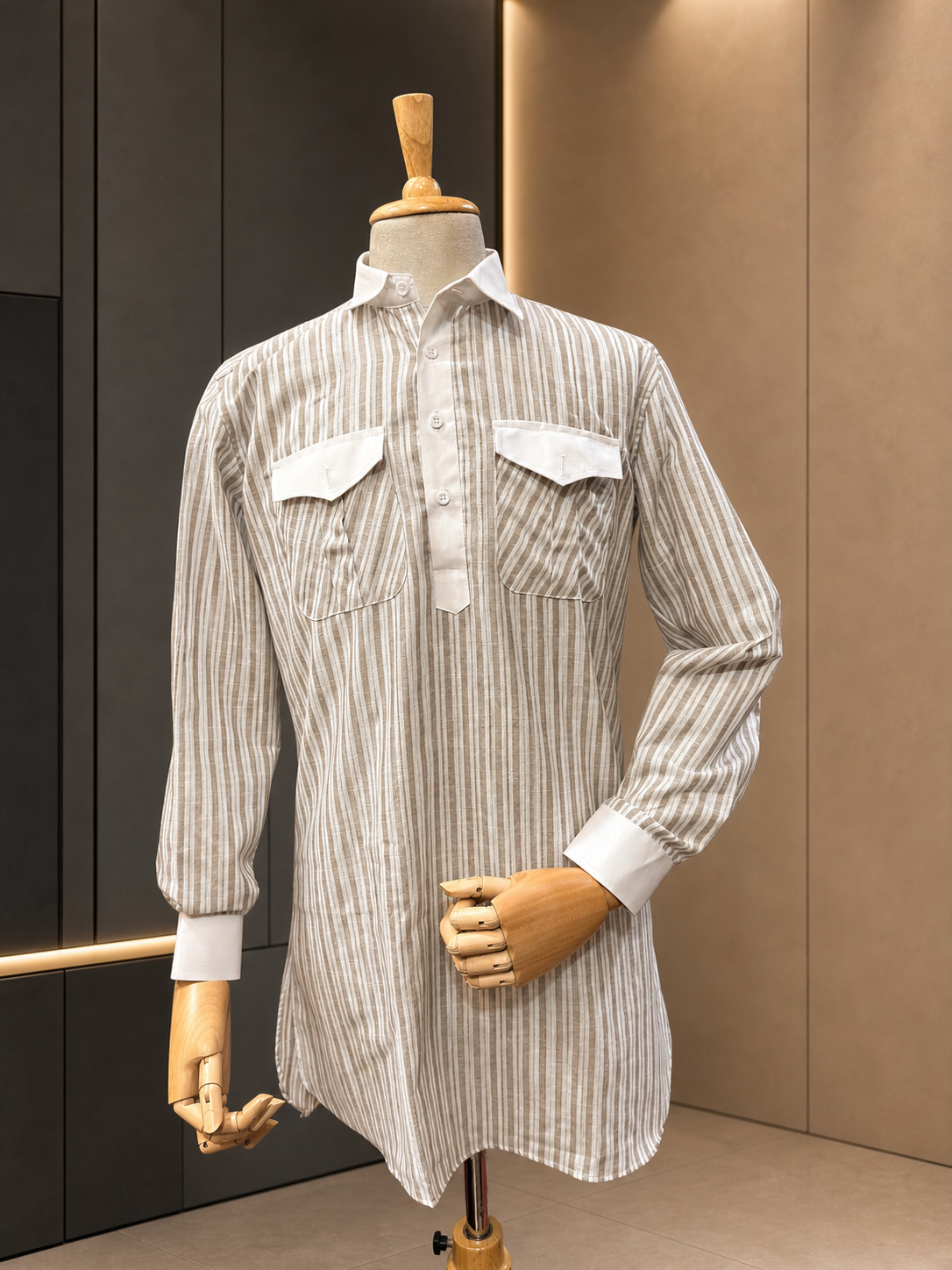 Men's Striped Hunting Kurta