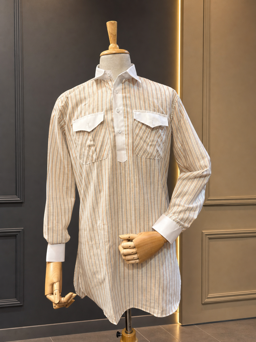 Men's Striped Hunting Kurta