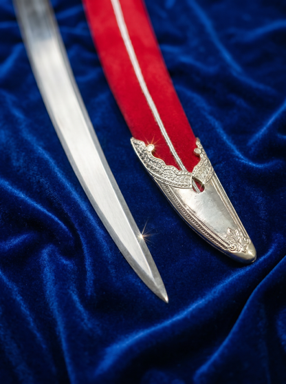 Royal Silver Polished Bowl Hilt Wedding Sword with Maroon Engraved Scabbard – 40 Inch
