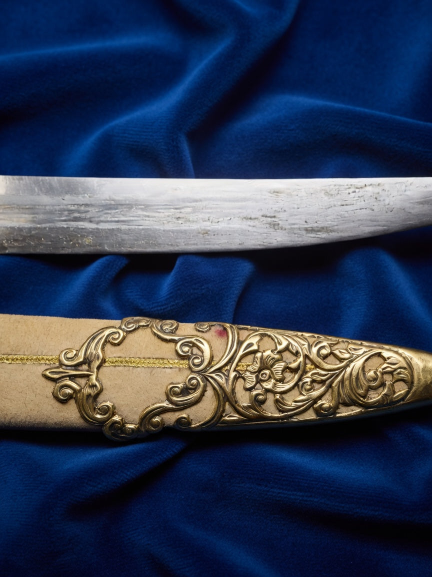Royal Brass Bowl Hilt Wedding Sword with Cream Scabbard – 40 Inch