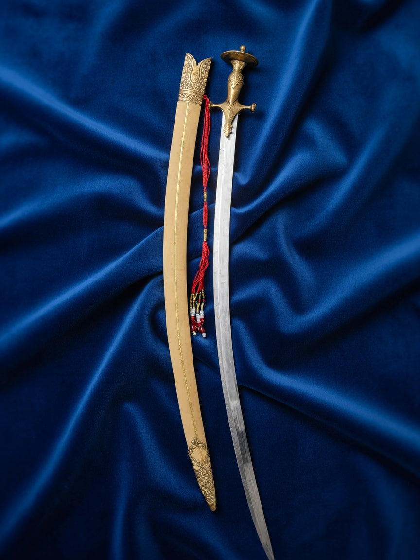 Royal Brass Bowl Hilt Wedding Sword with Cream Scabbard – 40 Inch