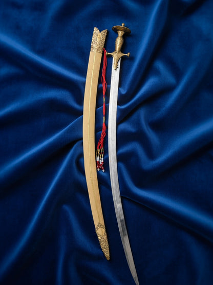 Royal Brass Bowl Hilt Wedding Sword with Cream Scabbard – 40 Inch