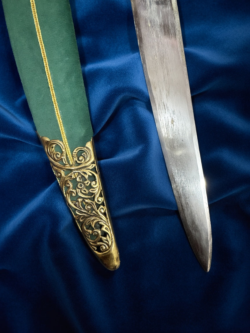Royal Brass Parrot Hilt Wedding Sword with Green Scabbard – 40 Inch
