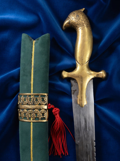 Royal Brass Parrot Hilt Wedding Sword with Green Scabbard – 40 Inch