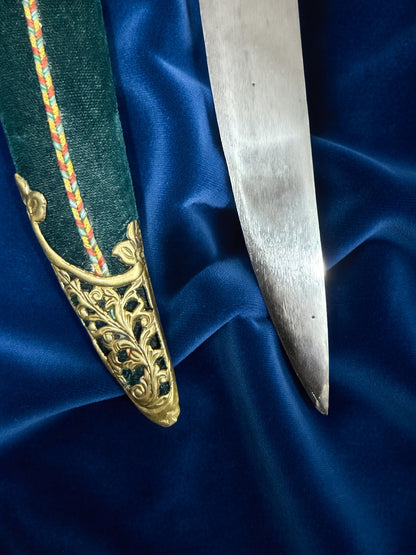 Royal Brass Horse Head Wedding Sword with Dark Green Scabbard – 40 Inch