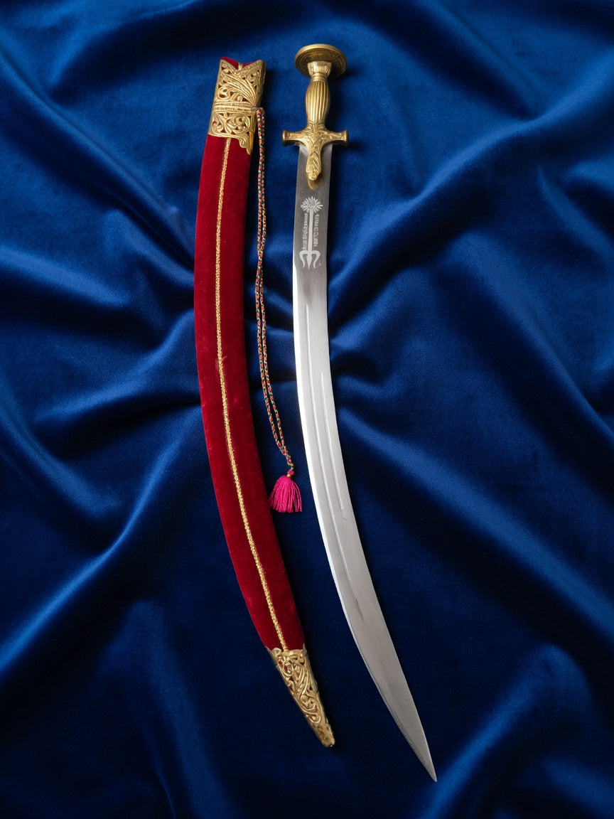 Classic Brass Bowl Hilt Wedding Sword with Red Scabbard – 30 Inch