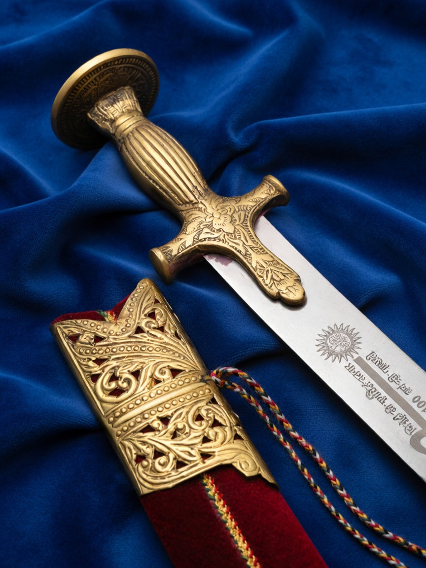 Classic Brass Bowl Hilt Wedding Sword with Red Scabbard – 30 Inch