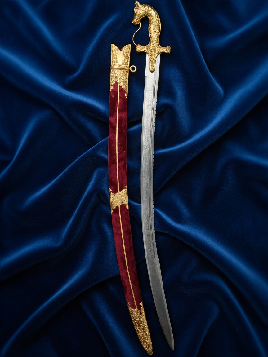 Decorative Horse Head Wedding Sword – 40 Inch (Pure Gold Polish)