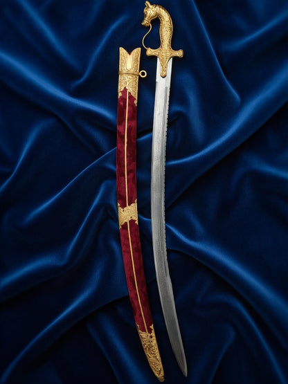 Decorative Horse Head Wedding Sword – 40 Inch (Pure Gold Polish)