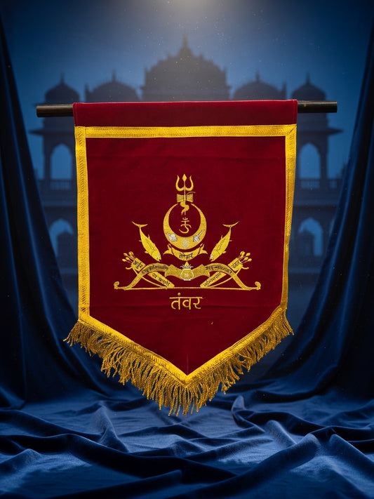 Royal Tanwar Heritage Velvet Banner Flag – 1.5 x 2 Feet