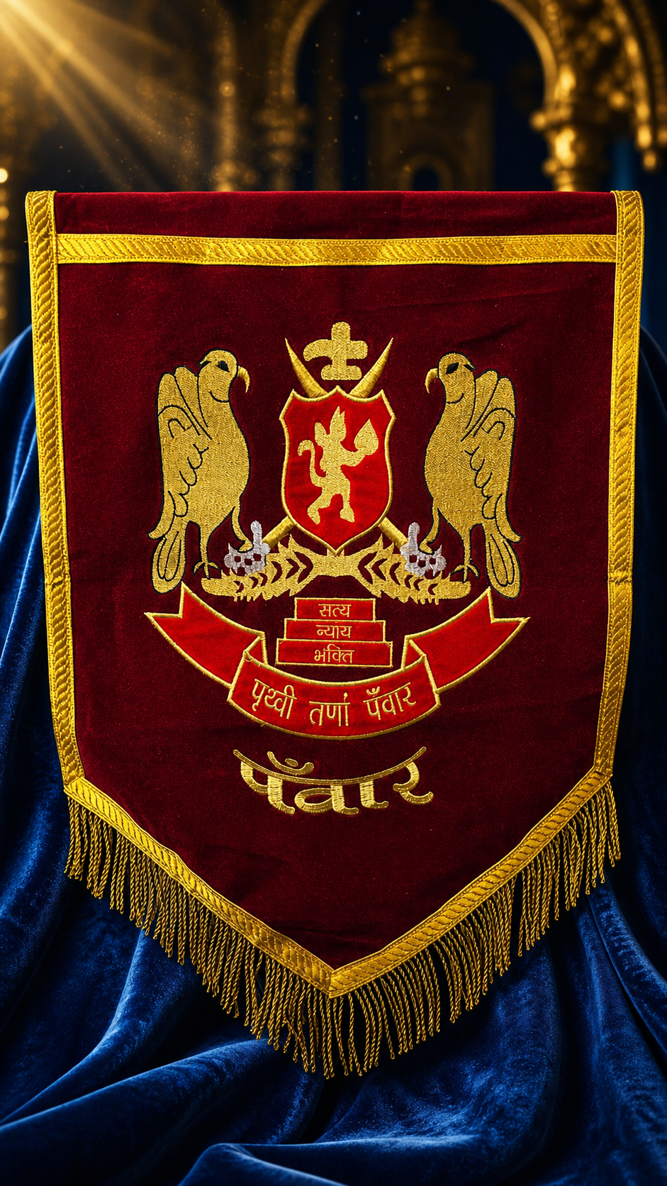 Royal Panwar Heritage Velvet Banner Flag – 1.5 x 2 Feet
