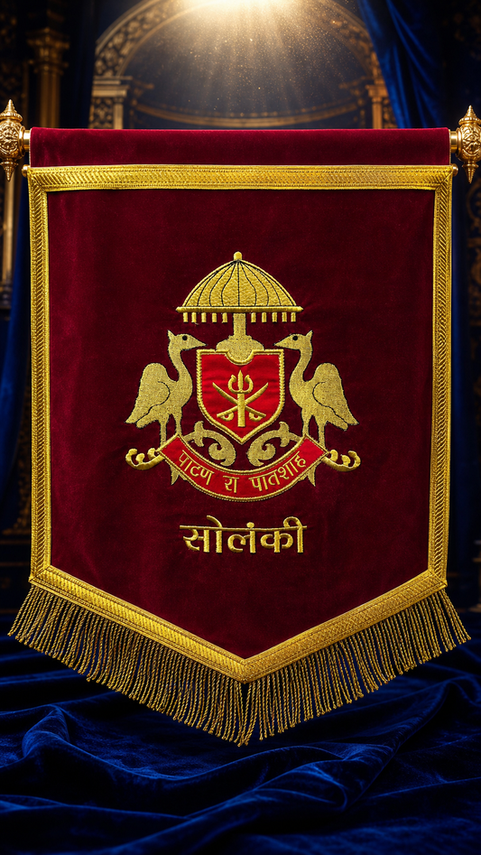 Royal Solanki Heritage Velvet Banner Flag – 1.5 x 2 Feet