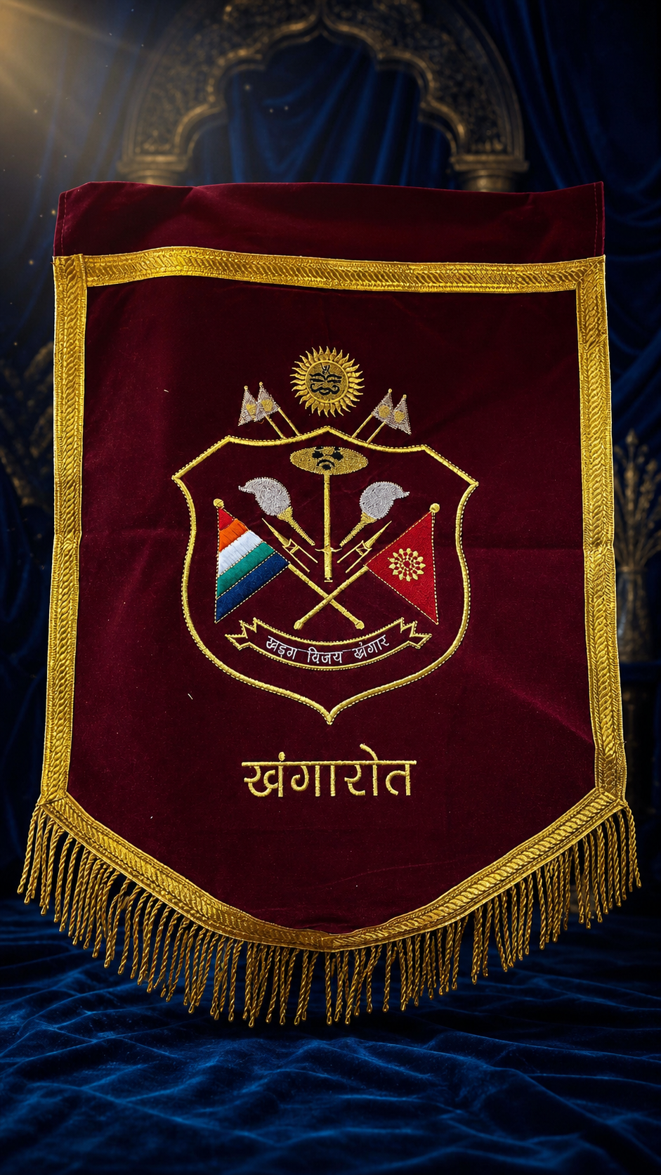Royal Khangarot  Heritage Velvet Banner Flag – 1.5 x 2 Feet