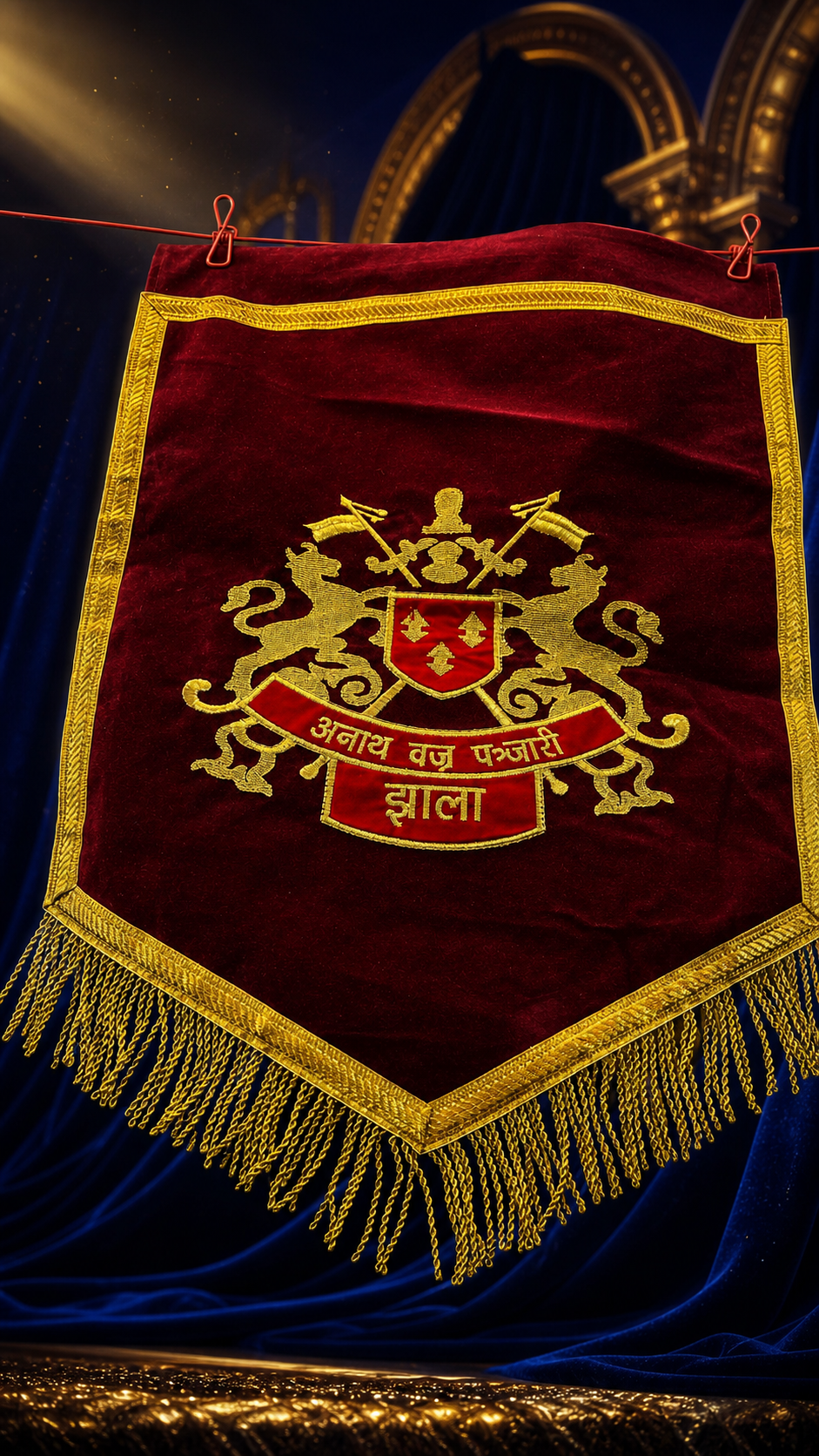 Royal Jhala Heritage Velvet Banner Flag – 1.5 x 2 Feet