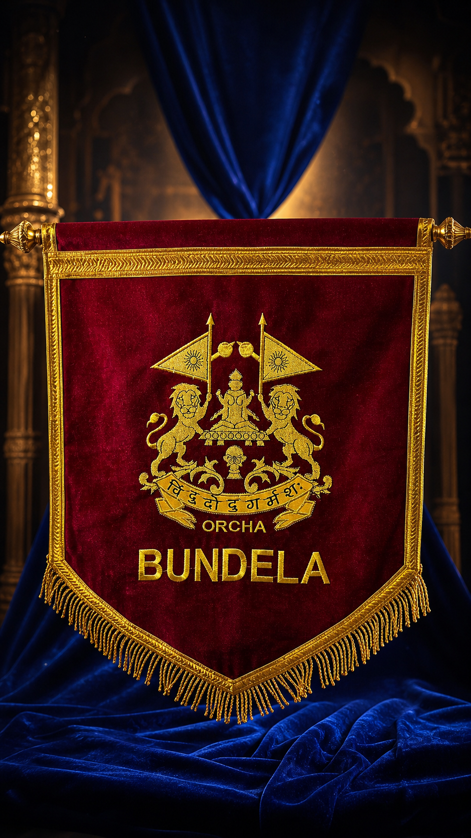 Royal Bundela Heritage Velvet Banner Flag – 1.5 x 2 Feet