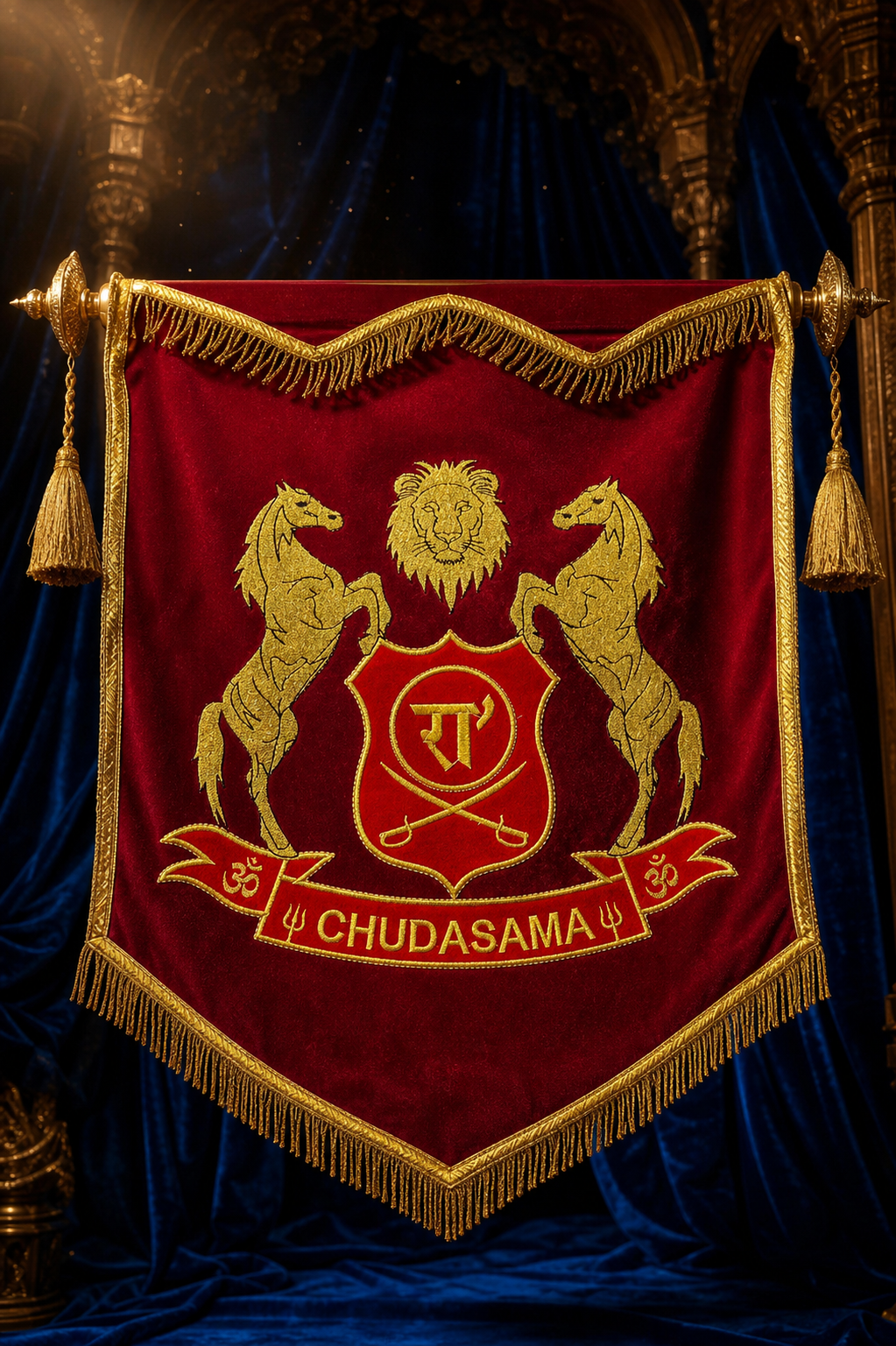 Royal Chudasama Heritage Velvet Banner Flag – 1.5 x 2 Feet
