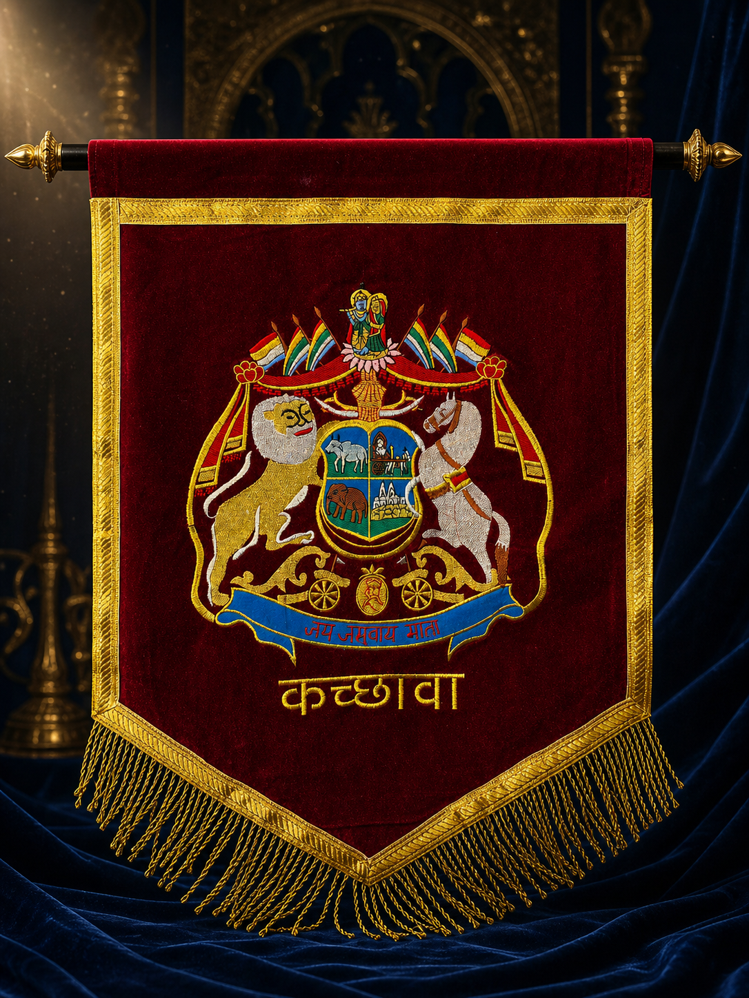 Royal Kachawa Heritage Velvet Banner Flag – 1.5 x 2 Feet