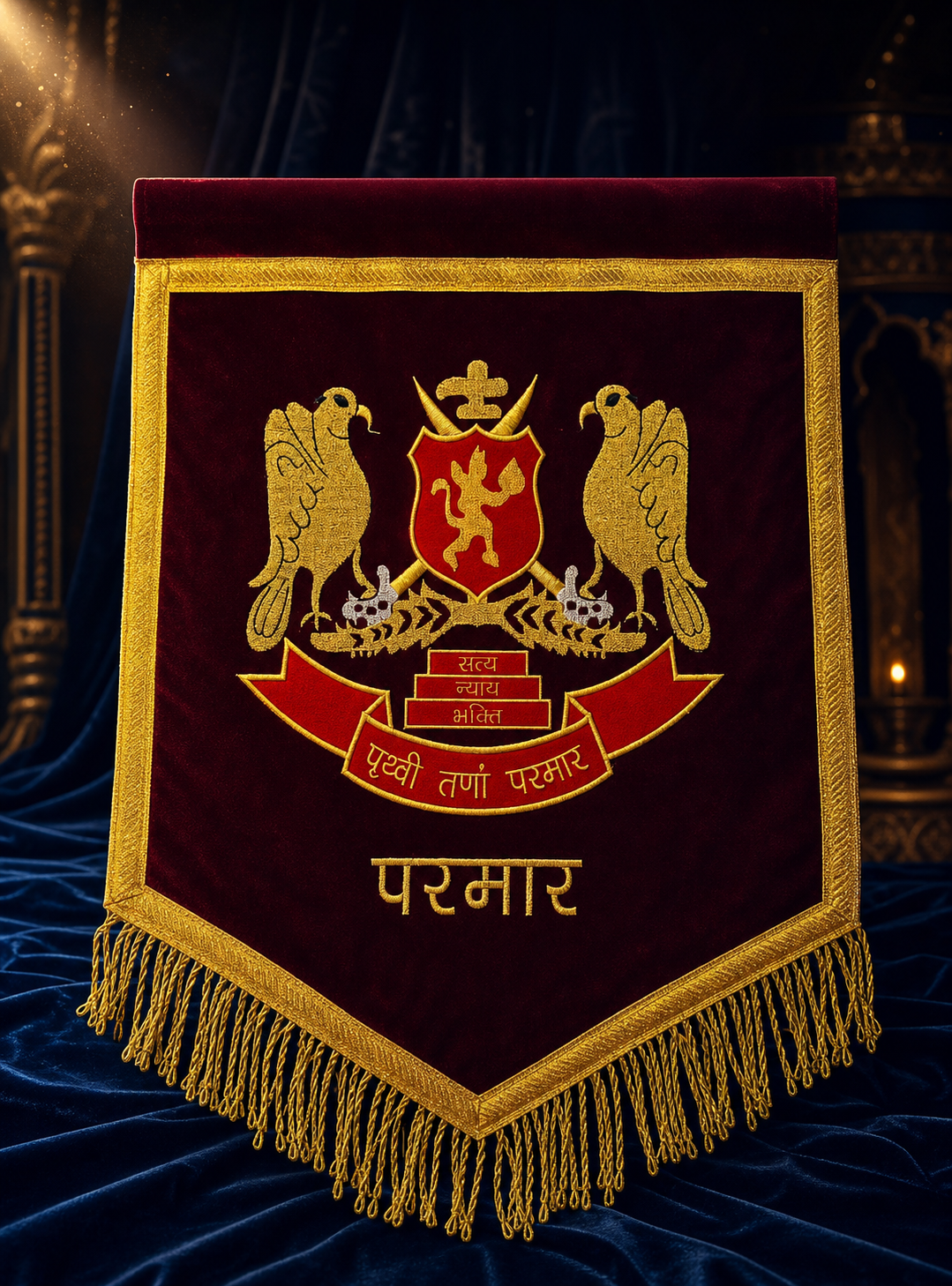 Royal Parmar Heritage Velvet Banner Flag – 1.5 x 2 Feet