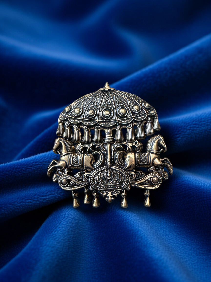 Traditional Horse Chariot Jodhpuri Brooch