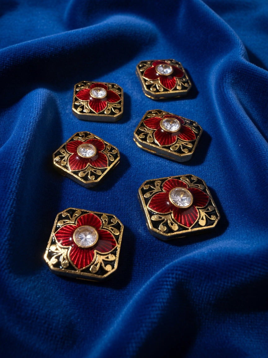 Royal Red Floral Heritage Button