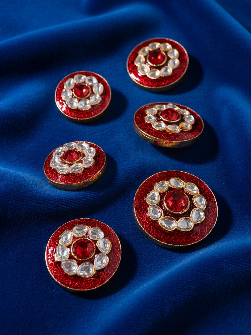 Royal Ruby Kundan Heritage Button
