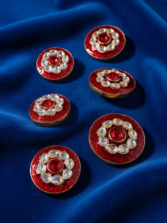Royal Ruby Kundan Heritage Button