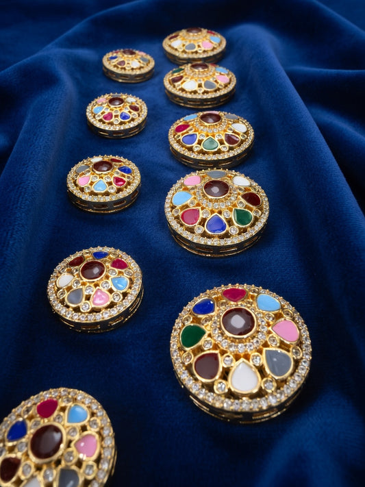 Royal Multicolor Kundan Heritage Button