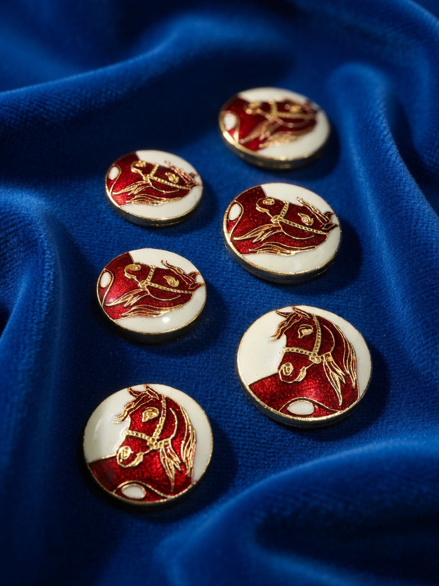 Royal Horse Motif Enamel Heritage Button