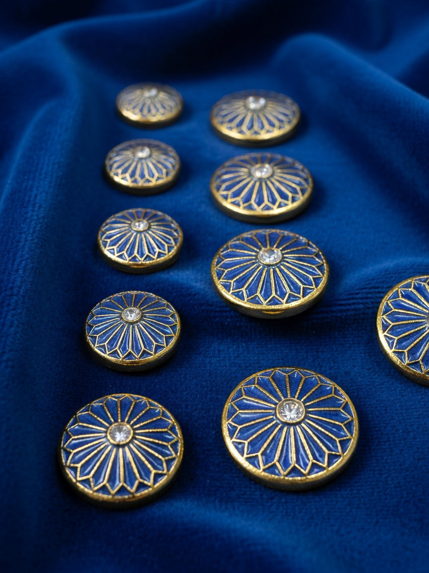 Royal Blue Sunburst Heritage Button