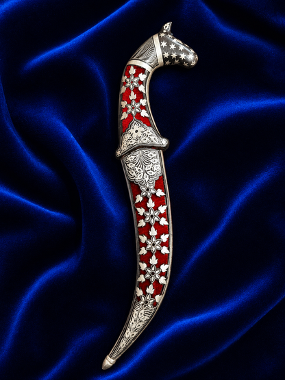 Horse Face Katar with Silver Work – 12 Inch