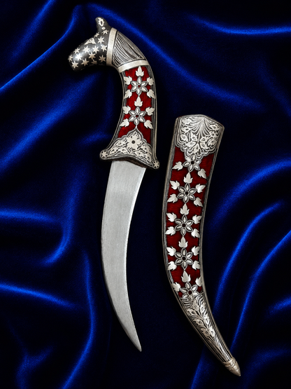 Horse Face Katar with Silver Work – 12 Inch