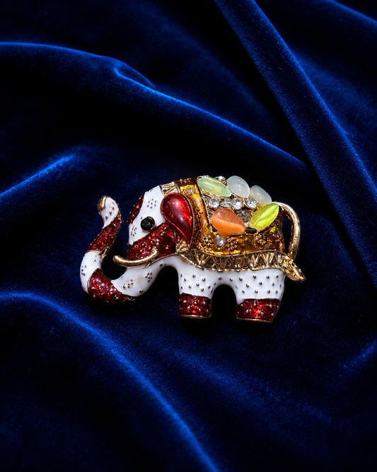 Decorative Elephant Design Jodhpuri Brooch